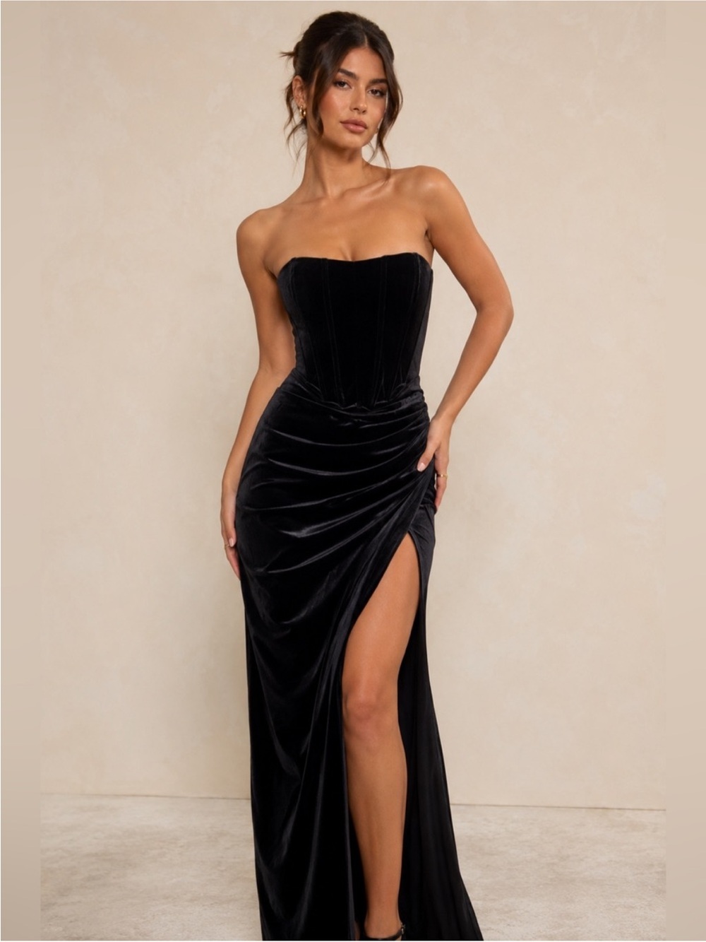 NWT Bardot strapless velvet corset dress
